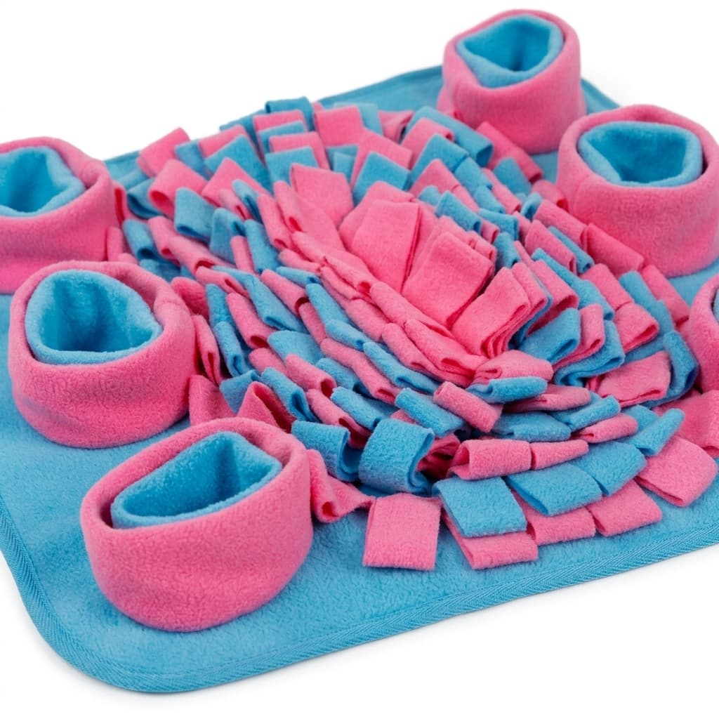 Chenille Mat — Pink & blue fleece strips